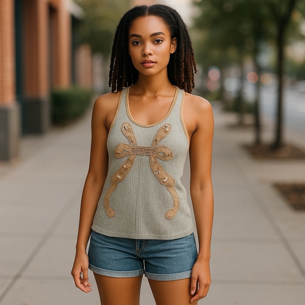Free People lurex knit tank top